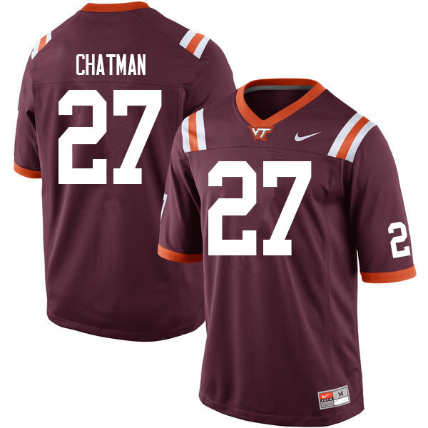 Men #27 Armani Chatman Virginia Tech Hokies College Football Jerseys Sale-Maroon - Click Image to Close